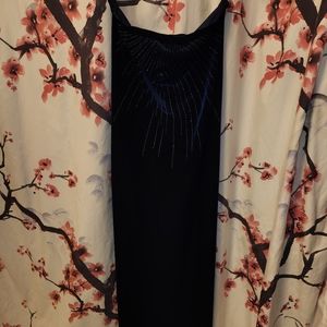 Dark blue velvet dress strapless